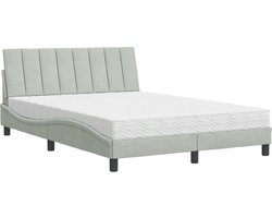 vidaXL - Bed - met - matras - "Hanko" - fluweel - lichtgrijs - 140x190 - cm