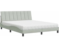 vidaXL - Bed - met - matras - "Hanko" - fluweel - lichtgrijs - 160x200 - cm