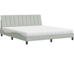 vidaXL - Bed - met - matras - "Hanko" - fluweel - lichtgrijs - 180x200 - cm