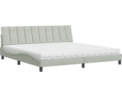 vidaXL - Bed - met - matras - "Hanko" - fluweel - lichtgrijs - 200x200 - cm