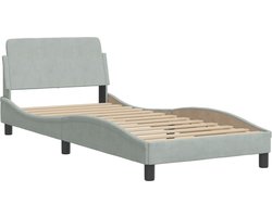 vidaXL - Bed - met - matras - "Hanko" - fluweel - lichtgrijs - 90x190 - cm