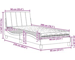 vidaXL - Bed - met - matras - "Hanko" - stof - taupe - 90x200 - cm