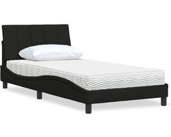 vidaXL - Bed - met - matras - "Hanko" - stof - zwart - 100x200 - cm