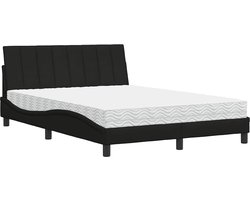 vidaXL - Bed - met - matras - "Hanko" - stof - zwart - 140x190 - cm