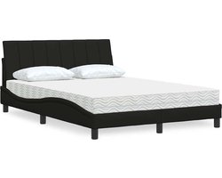 vidaXL - Bed - met - matras - "Hanko" - stof - zwart - 140x200 - cm