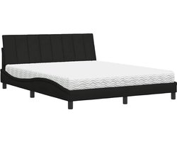 vidaXL - Bed - met - matras - "Hanko" - stof - zwart - 160x200 - cm