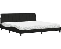 vidaXL - Bed - met - matras - "Hanko" - stof - zwart - 200x200 - cm