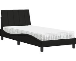 vidaXL - Bed - met - matras - "Hanko" - stof - zwart - 90x190 - cm