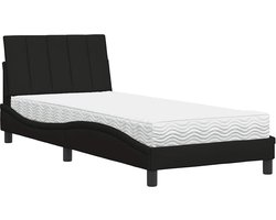vidaXL - Bed - met - matras - "Hanko" - stof - zwart - 90x200 - cm