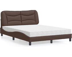 vidaXL - Bed - met - matras - "Hvar" - kunstleer - bruin - 140x190 - cm