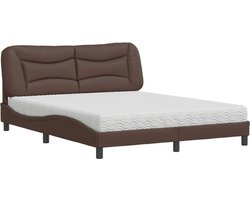 vidaXL - Bed - met - matras - "Hvar" - kunstleer - bruin - 160x200 - cm