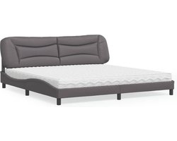 vidaXL - Bed - met - matras - "Hvar" - kunstleer - grijs - 200x200 - cm