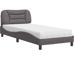 vidaXL - Bed - met - matras - "Hvar" - kunstleer - grijs - 90x190 - cm