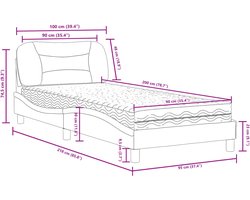 vidaXL - Bed - met - matras - "Hvar" - kunstleer - grijs - 90x200 - cm