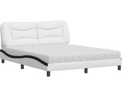 vidaXL - Bed - met - matras - "Hvar" - kunstleer - wit - en - zwart - 160x200 - cm