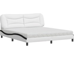 vidaXL - Bed - met - matras - "Hvar" - kunstleer - wit - en - zwart - 180x200 - cm