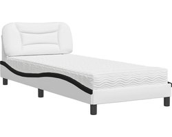 vidaXL - Bed - met - matras - "Hvar" - kunstleer - wit - en - zwart - 90x190 - cm