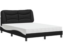 vidaXL - Bed - met - matras - "Hvar" - kunstleer - zwart - en - wit - 120x200 - cm