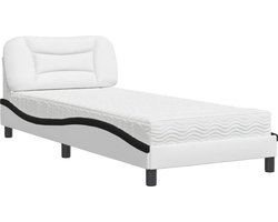 vidaXL - Bed - met - matras - "Hvar" - kunstleer - zwart - en - wit - 80x200 - cm