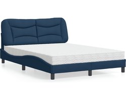 vidaXL - Bed - met - matras - "Hvar" - stof - blauw - 120x200 - cm