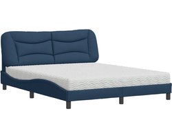 vidaXL - Bed - met - matras - "Hvar" - stof - blauw - 160x200 - cm