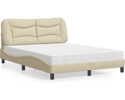 vidaXL - Bed - met - matras - "Hvar" - stof - crèmekleurig - 120x200 - cm