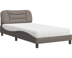 vidaXL - Bed - met - matras - "Hvar" - stof - taupe - 100x200 - cm