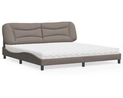vidaXL - Bed - met - matras - "Hvar" - stof - taupe - 200x200 - cm