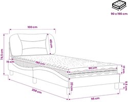 vidaXL - Bed - met - matras - "Hvar" - stof - taupe - 90x190 - cm