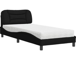 vidaXL - Bed - met - matras - "Hvar" - stof - zwart - 90x200 - cm