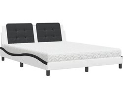 vidaXL - Bed - met - matras - Zadar - kunstleer - wit - en - zwart - 160x200 - cm