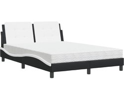 vidaXL - Bed - met - matras - Zadar - kunstleer - zwart - en - wit - 140x190 - cm
