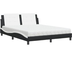 vidaXL - Bed - met - matras - Zadar - kunstleer - zwart - en - wit - 160x200 - cm
