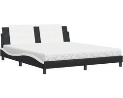 vidaXL - Bed - met - matras - Zadar - kunstleer - zwart - en - wit - 180x200 - cm