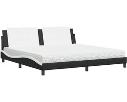 vidaXL - Bed - met - matras - Zadar - kunstleer - zwart - en - wit - 200x200 - cm