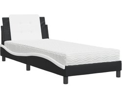 vidaXL - Bed - met - matras - Zadar - kunstleer - zwart - en - wit - 90x200 - cm