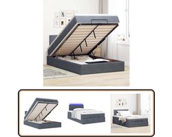 vidaXL Bed poef met matras en LED's 120x190 cm fluweel donkergrijs