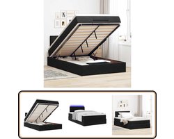 vidaXL Bed poef met matras en LED's 120x190 cm fluweel zwart