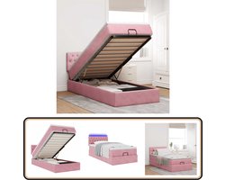 vidaXL Bed poef met matras en LED's 80x200 cm fluweel roze