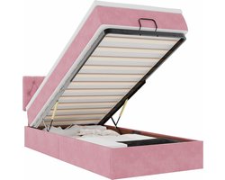 vidaXL - Bed - poef - met - matras - en - LED's - 80x200 - cm - fluweel - roze