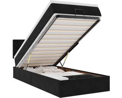 vidaXL - Bed - poef - met - matras - en - LED's - 80x200 - cm - fluweel - zwart