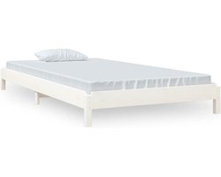 vidaXL - Bed - stapelbaar - 100x200 - cm - massief - grenenhout - wit