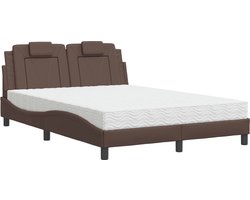 vidaXL - Bed - "Viana" - met - matras - kunstleer - bruin - 140x190 - cm