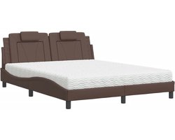 vidaXL - Bed - "Viana" - met - matras - kunstleer - bruin - 160x200 - cm