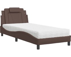 vidaXL - Bed - "Viana" - met - matras - kunstleer - bruin - 80x200 - cm