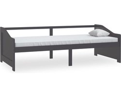 vidaXL - Bedbank - 3-zits - massief - grenenhout - donkergrijs - 90x200 - cm