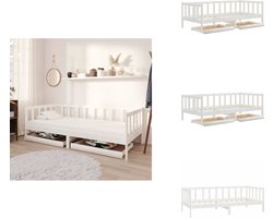 vidaXL Bedbank - Bedbanken - Bed Bank - Bed Banken - Slaapbank met lades massief grenenhout wit 90x200 cm