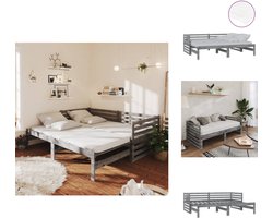 vidaXL Bedbank - Bedbanken - Bed Bank - Bed Banken - Slaapbank uitschuifbaar massief grenenhout grijs 2x(90x200) cm