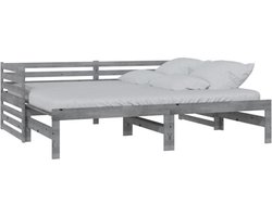 vidaXL - Bedbank - uitschuifbaar - massief - grenenhout - grijs - 2x(90x200) - cm