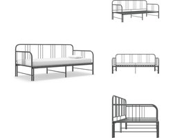 vidaXL Bedbankframe - Bedbankframes - Frame Met Slaapbank - Frames Met Slaapbanken - Slaapbankframe uittrekbaar metaal grijs 90x200 cm
